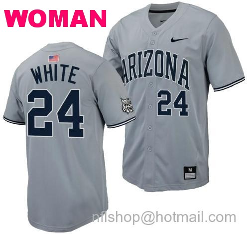 Women's Mason White Jersey #24 Arizona Wildcats Replica Baseball Full-Button Gray150