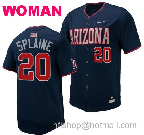 Women's Tommy Splaine Jersey #20 Arizona Wildcats Replica Baseball Full-Button Navy174