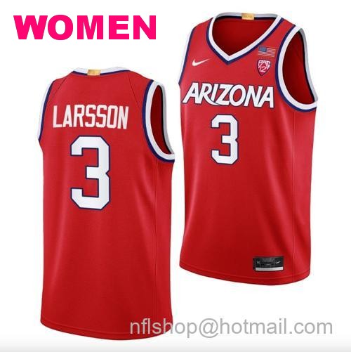 Women's Pelle Larsson Jersey #3 Arizona Wildcats College Basketball Red164