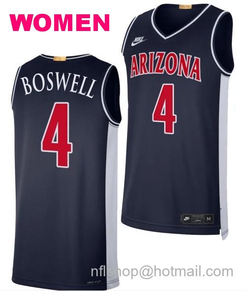 Women's Arizona Wildcats Kylan Boswell Jersey #4 Limited Retro Basketball 2023-24 Navy80