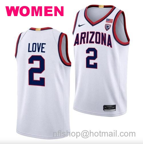 Women's Caleb Love Jersey #2 Arizona Wildcats College Basketball White97