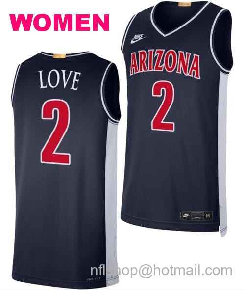 Women's Arizona Wildcats Caleb Love Jersey #2 Limited Retro Basketball 2023-24 Navy68