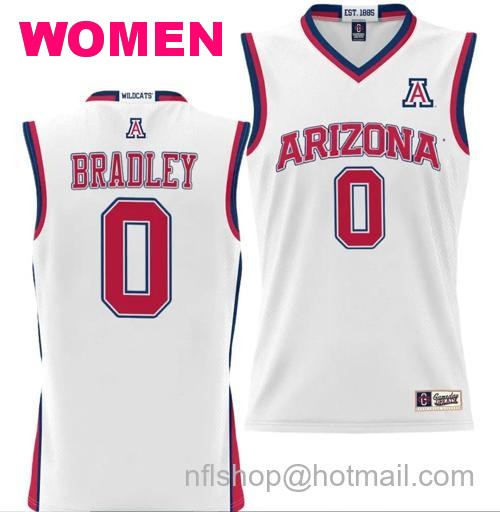 Women's Jaden Bradley Jersey #0 Arizona Wildcats NIL College Basketball Lightweight White145