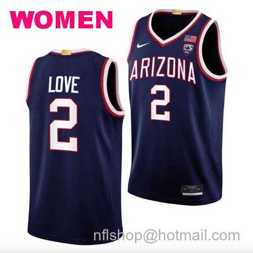 Women's Caleb Love Jersey #2 Arizona Wildcats College Basketball Navy95