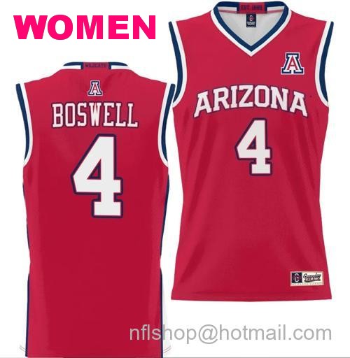 Women's Kylan Boswell Jersey #4 Arizona Wildcats NIL College Basketball Lightweight Red148