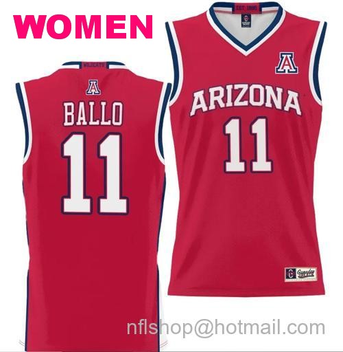 Women's Oumar Ballo Jersey #11 Arizona Wildcats NIL College Basketball Lightweight Red161