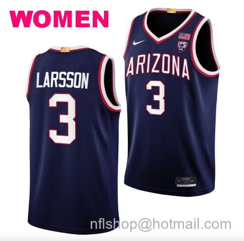 Women's Pelle Larsson Jersey #3 Arizona Wildcats College Basketball Navy163