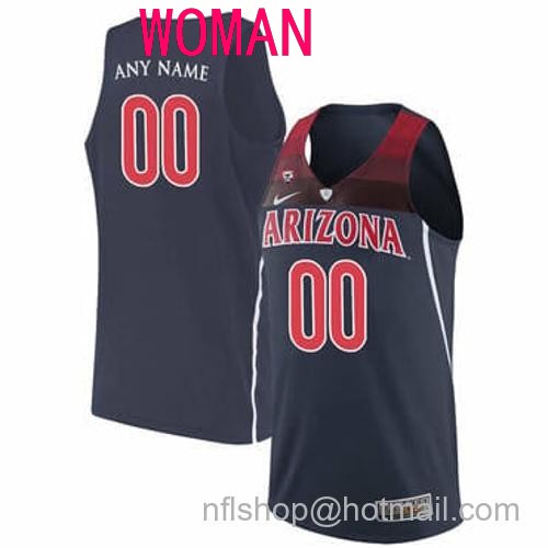 Women's Custom Arizona Wildcats Basketball Jersey College Name and Number Navy105