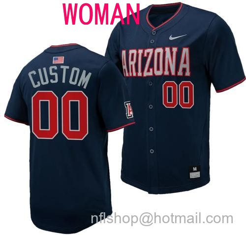 Women's Custom Arizona Wildcats Jersey Name and Number Replica Baseball Full-Button Navy122