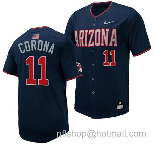 Men's Emilio Corona Jersey #11 Arizona Wildcats Replica Baseball Full-Button Navy134