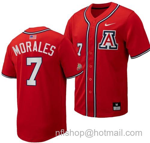 Men's Richie Morales Jersey #7 Arizona Wildcats Replica Baseball Full-Button Red169