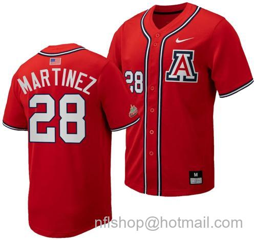 Men's Matthew Martinez Jersey #28 Arizona Wildcats Replica Baseball Full-Button Red156