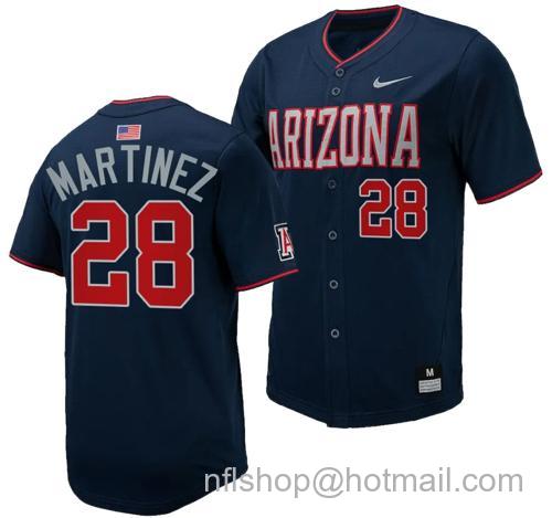 Men's Matthew Martinez Jersey #28 Arizona Wildcats Replica Baseball Full-Button Navy155