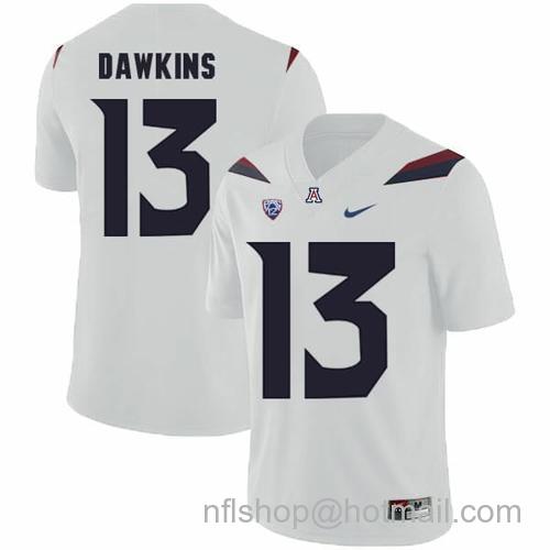 Men's Arizona Wildcats #13 Brandon Dawkins NCAA College Football Jersey White42