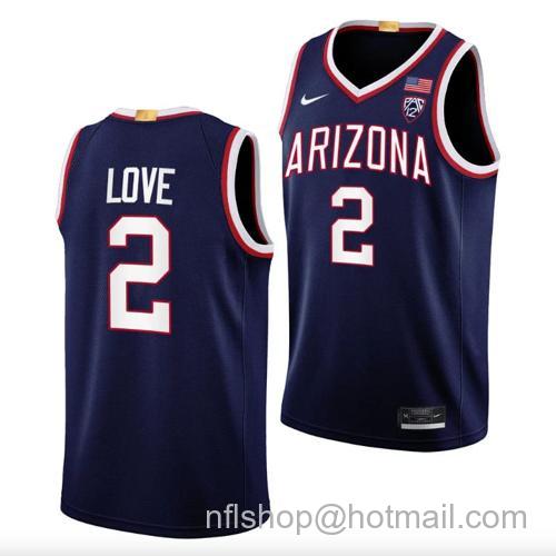 Men's Caleb Love Jersey #2 Arizona Wildcats College Basketball Navy95