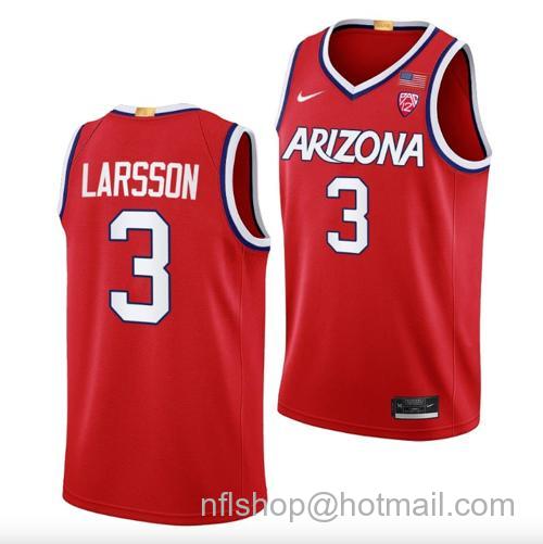 Men's Pelle Larsson Jersey #3 Arizona Wildcats College Basketball Red164