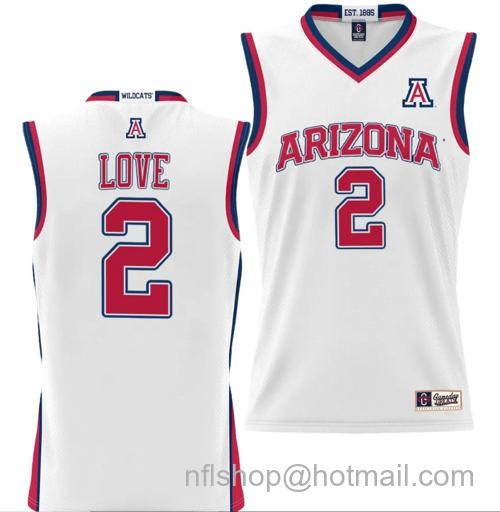 Men's Caleb Love Jersey #2 Arizona Wildcats NIL College Basketball Lightweight White99