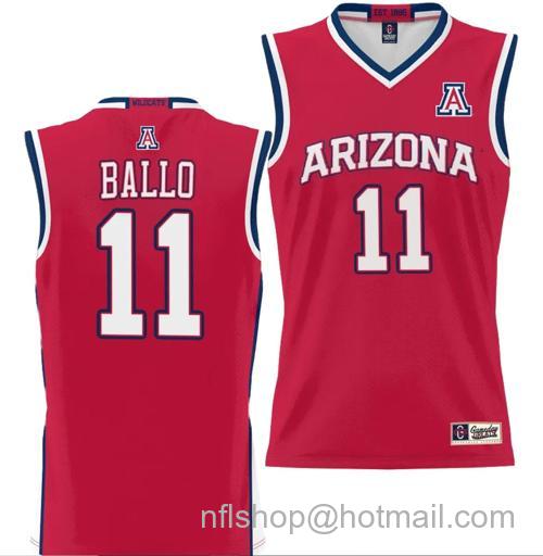 Men's Oumar Ballo Jersey #11 Arizona Wildcats NIL College Basketball Lightweight Red161