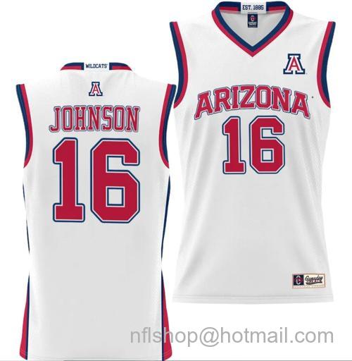 Men's Keshad Johnson Jersey #16 Arizona Wildcats NIL College Basketball Lightweight White147