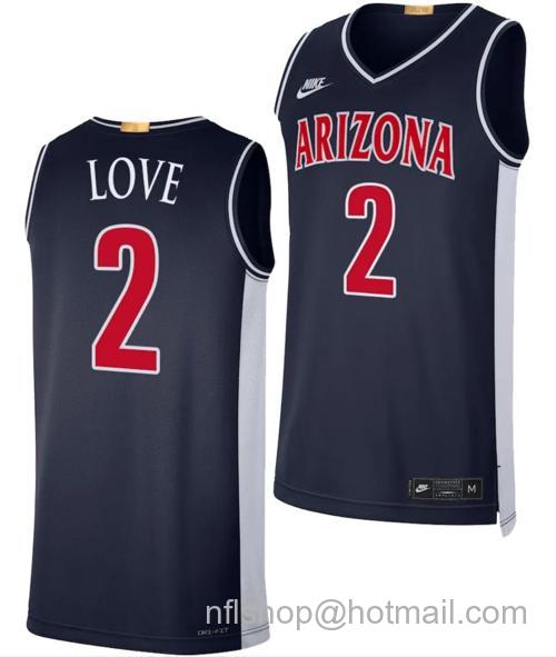 Men's Arizona Wildcats Caleb Love Jersey #2 Limited Retro Basketball 2023-24 Navy68