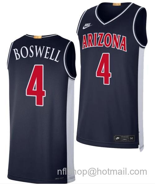 Men's Arizona Wildcats Kylan Boswell Jersey #4 Limited Retro Basketball 2023-24 Navy80