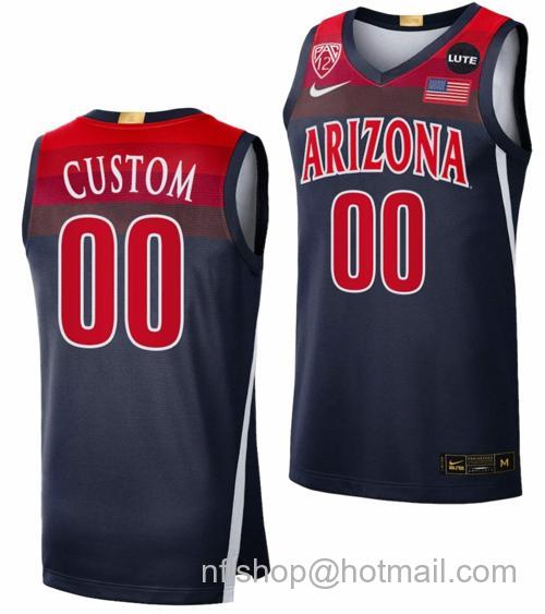 Men's Custom Arizona Wildcats Jersey Name And Number College Basketball Limited Navy Elite110