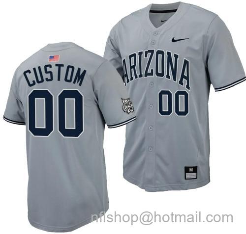 Men's Custom Arizona Wildcats Jersey Name and Number Replica Baseball Full-Button Gray120