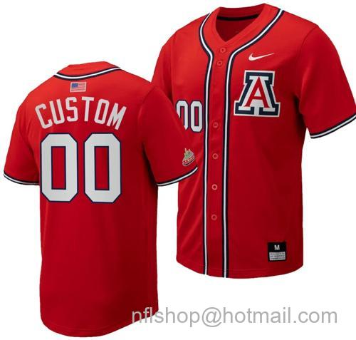 Men's Custom Arizona Wildcats Jersey Name and Number Replica Baseball Full-Button Red123