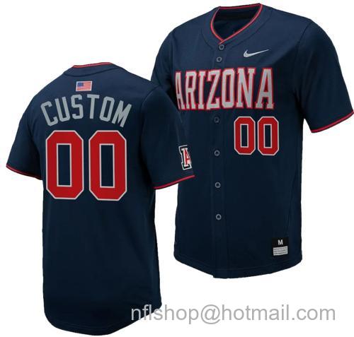 Men's Custom Arizona Wildcats Jersey Name and Number Replica Baseball Full-Button Navy122