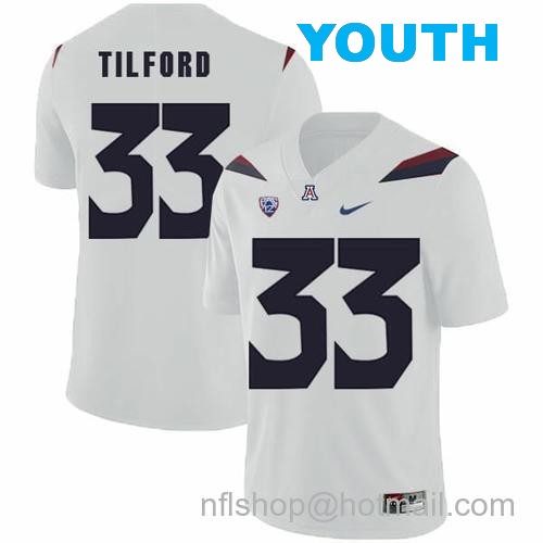 Youth Arizona Wildcats #33 Nathan Tilford NCAA College Football Jersey White54