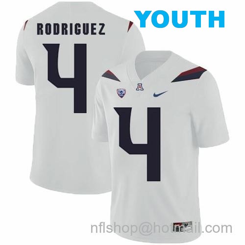 Youth Arizona Wildcats #4 Rhett Rodriguez NCAA College Football Jersey White18