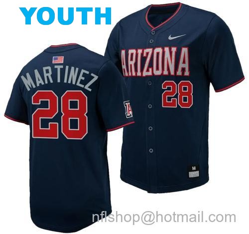 Youth Matthew Martinez Jersey #28 Arizona Wildcats Replica Baseball Full-Button Navy155