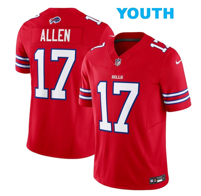 Youth Buffalo Bills #17 Josh Allen Red 2023 F.U.S.E. Vapor Untouchable Limited Stitched Football Jersey