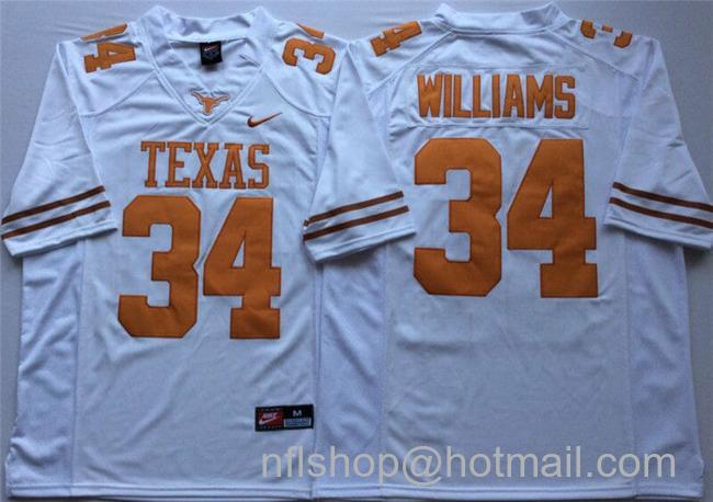 Men's Texas Longhorns Ricky Williams Jersey #34 College Football White