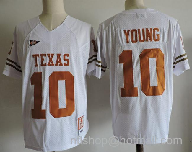 Men's Texas Longhorns #10 Vince Young College Football Jersey White