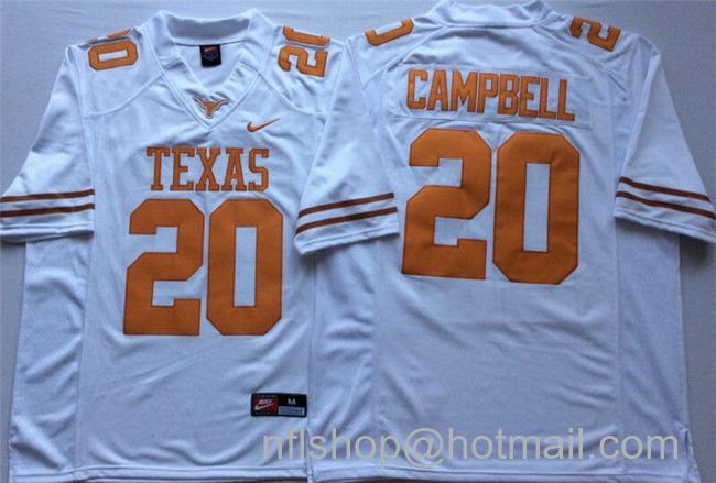 Men's Texas Longhorns Earl Campbell Jersey #20 College Football White