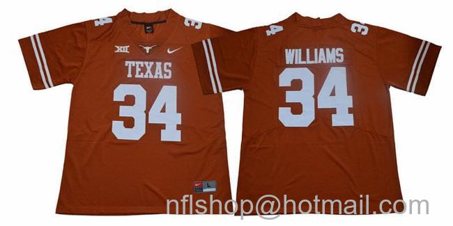 Men's Texas Longhorns Ricky Williams Jersey #34 College Football Orange