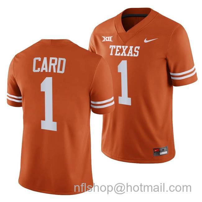 Men's Texas Longhorns Hudson Card Jersey #1College Football Orange