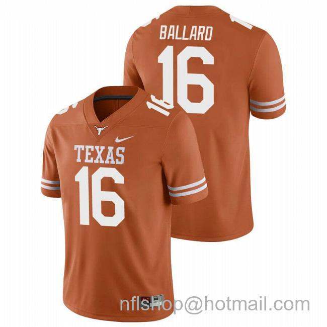 Men's Texas Longhorns Ben Ballard Jersey #16 College Football Orange