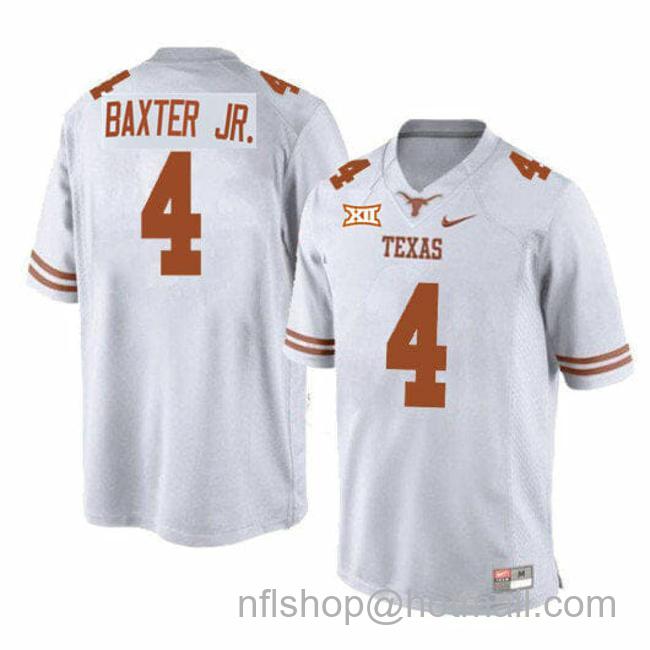 Men's Texas Longhorns Cedric Baxter Jr Jersey #4 College Football White