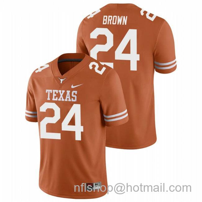 Men's Texas Longhorns Derrian Brown Jersey #24 College Football Orange