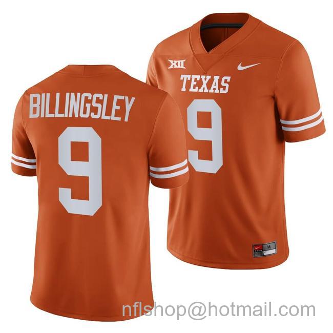 Men's Texas Longhorns Jahleel Billingsley Jersey #9 College Football Orange