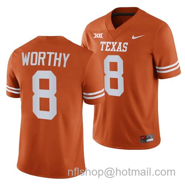 Men's Texas Longhorns Xavier Worthy Jersey #8 College Football Orange