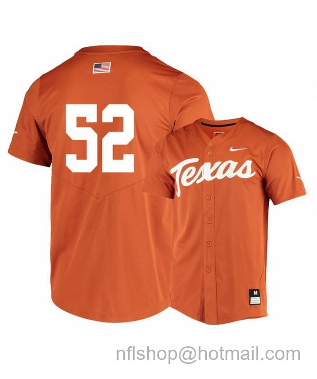 Men's Texas Longhorns 52 Zach Zubia Elite Orange College Baseball Jersey