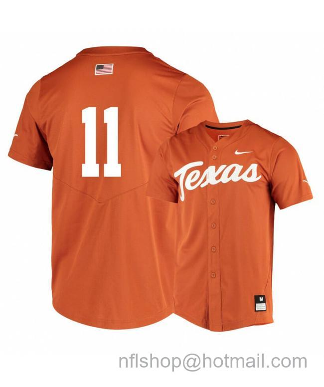 Men's Texas Longhorns 11 Duke Ellis Elite Orange College Baseball Jersey