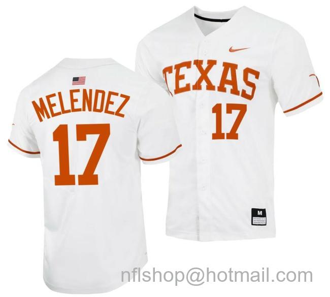 Men's Ivan Melendez Jersey Texas Longhorns College Baseball The Hispanic Titanic White #17