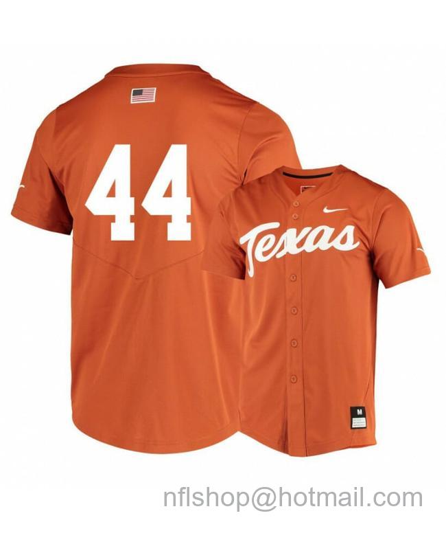 Men's Texas Longhorns 44 Austin Todd Elite Orange College Baseball Jersey