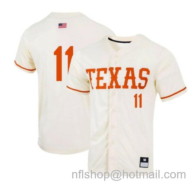 Men's Tanner Witt Jersey Texas Longhorns Baseball NCAA College Natural Alumni #11