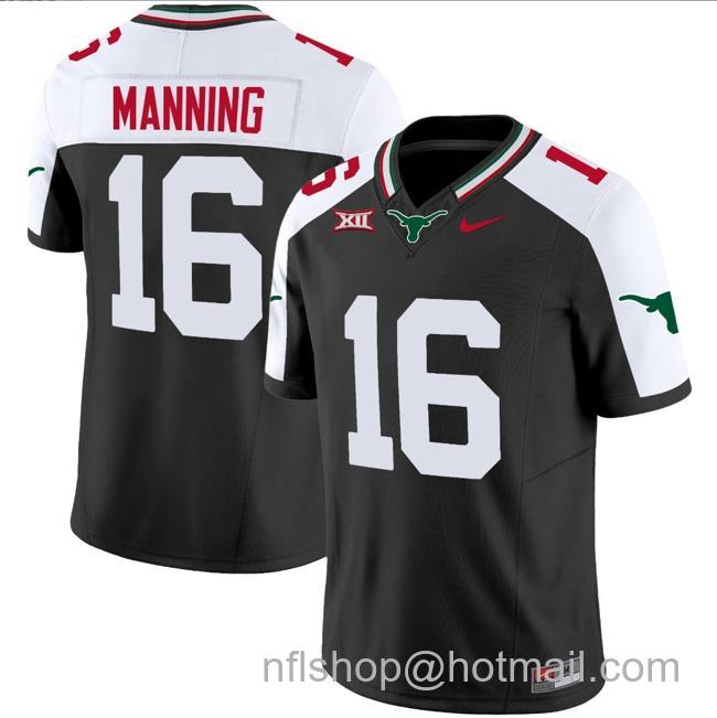 Men's Arch Manning Jersey #16 Texas Longhorns Mexico Vapor College Football Black Alternate