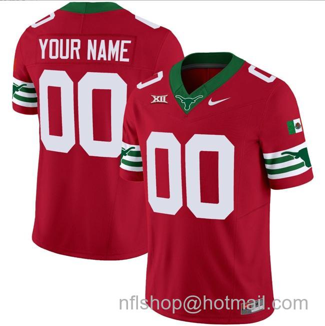 Men's Custom Texas Longhorns Jersey Name and Number Mexico Vapor College Football Red